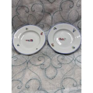 Pair of German Pottery Childs Dishes with Roses and Floral Design